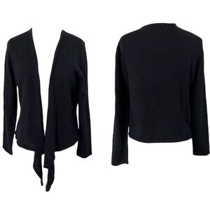 Vintage Norm Thompson Black Open Drape Front Angora Blend Cardigan Sz L Capsule